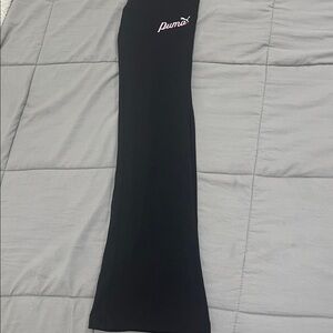 Puma Kids Black Flared Leggings with Pink Logo